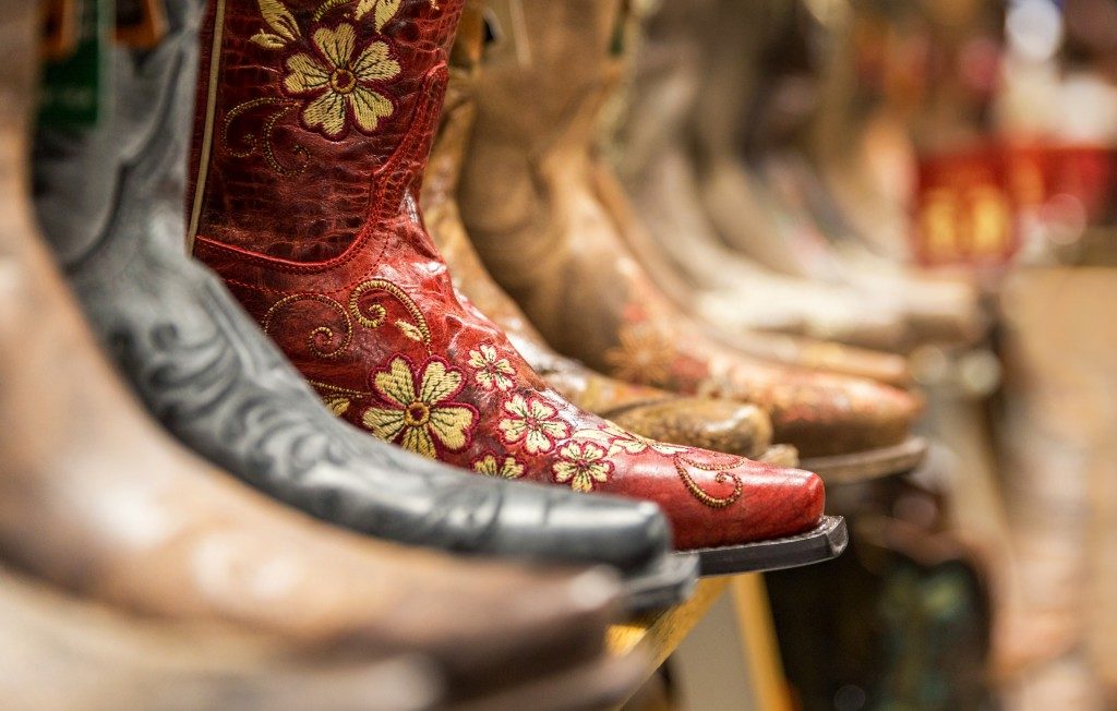Cowboy boots in a store