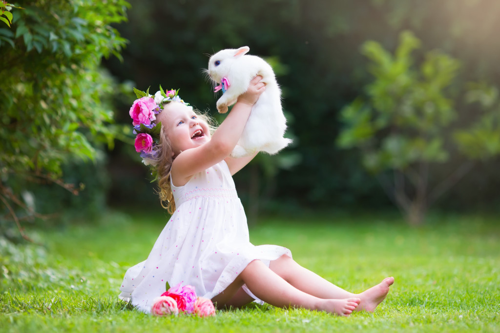 rabbit and child