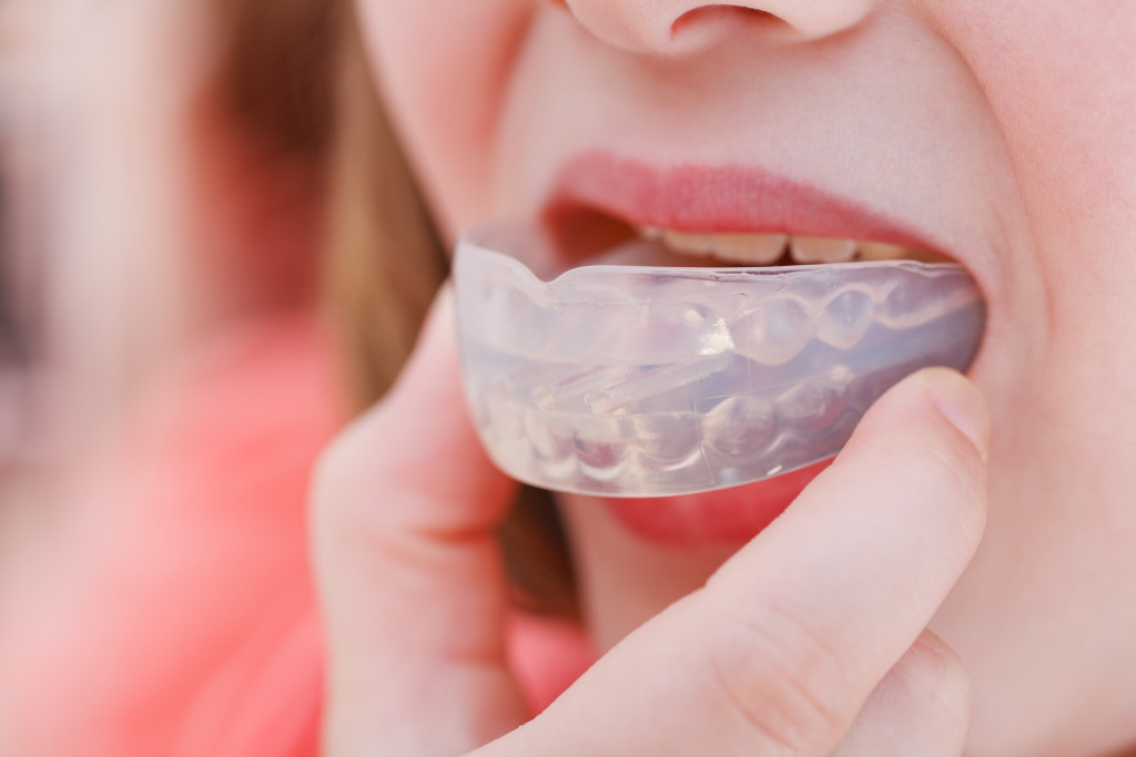 A mouthguard worn after surgery